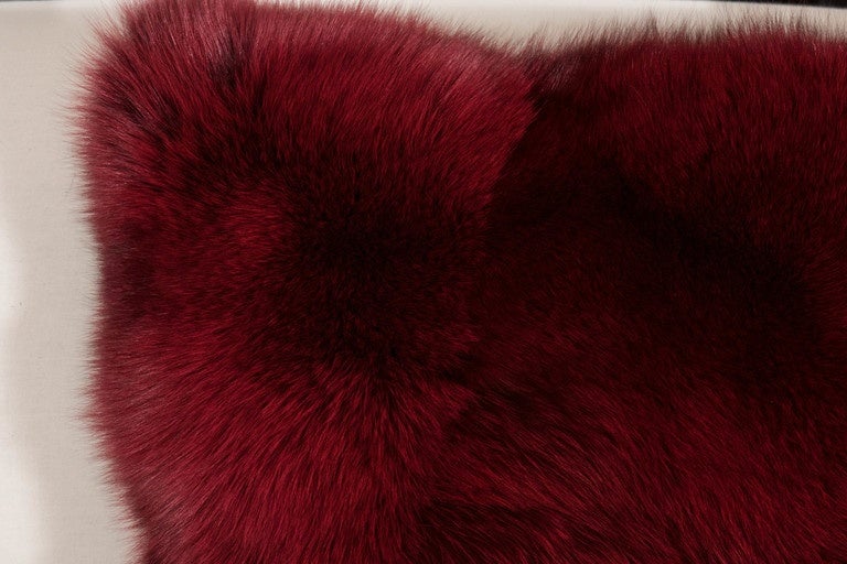 Contemporary Deep Red Genuine Full Skin Fox Pillow