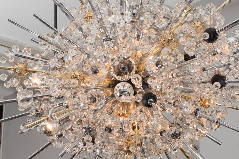 American Crystal Oval Sputnik Chandelier with Ebonized Spheres For Sale