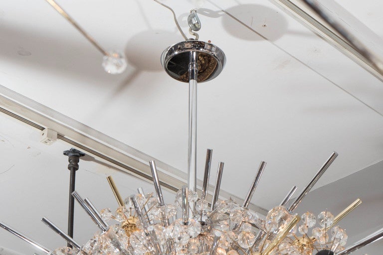 Crystal Oval Sputnik Chandelier with Ebonized Spheres For Sale 2