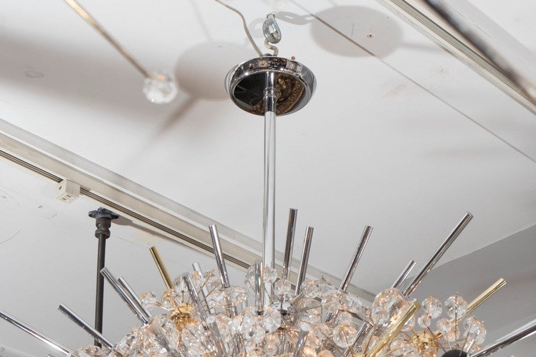 Ovaler Sputnik-Kronleuchter aus Kristall mit ebonisierten Kugeln im Angebot 2