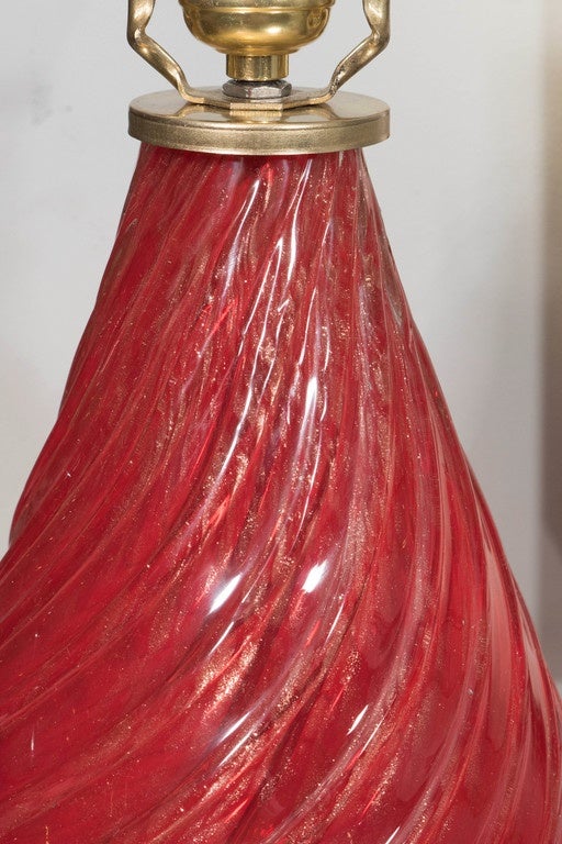 Mid-Century Modern Single Vintage Red Murano Glass Lamp