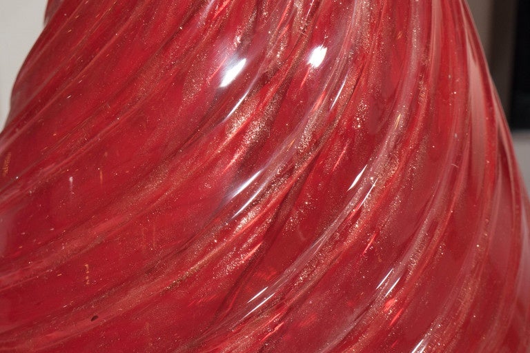 Mid-20th Century Single Vintage Red Murano Glass Lamp