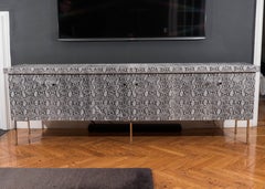 Embossed Leather Faux Snake Skin Credenza