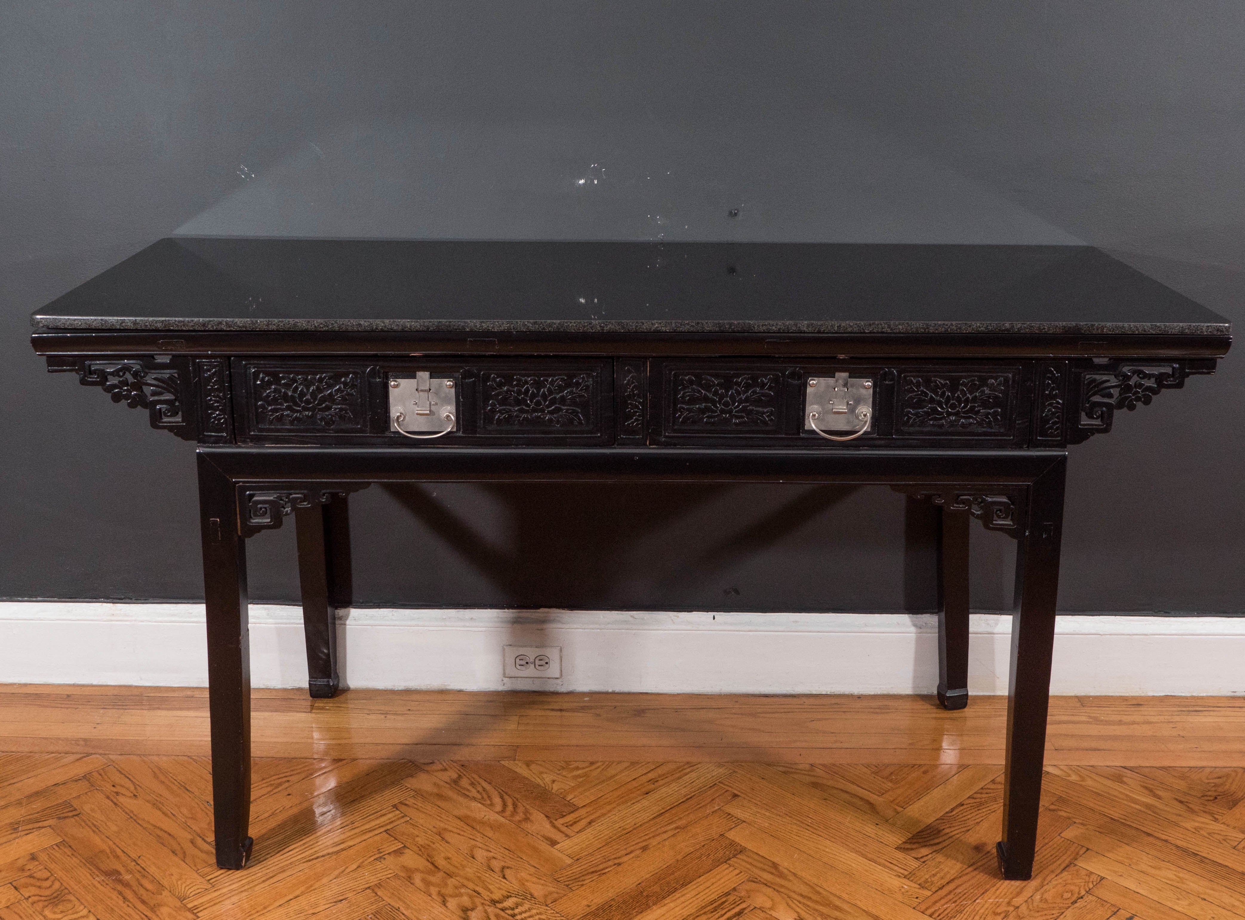 19th century black lacquer Chinese alter table.