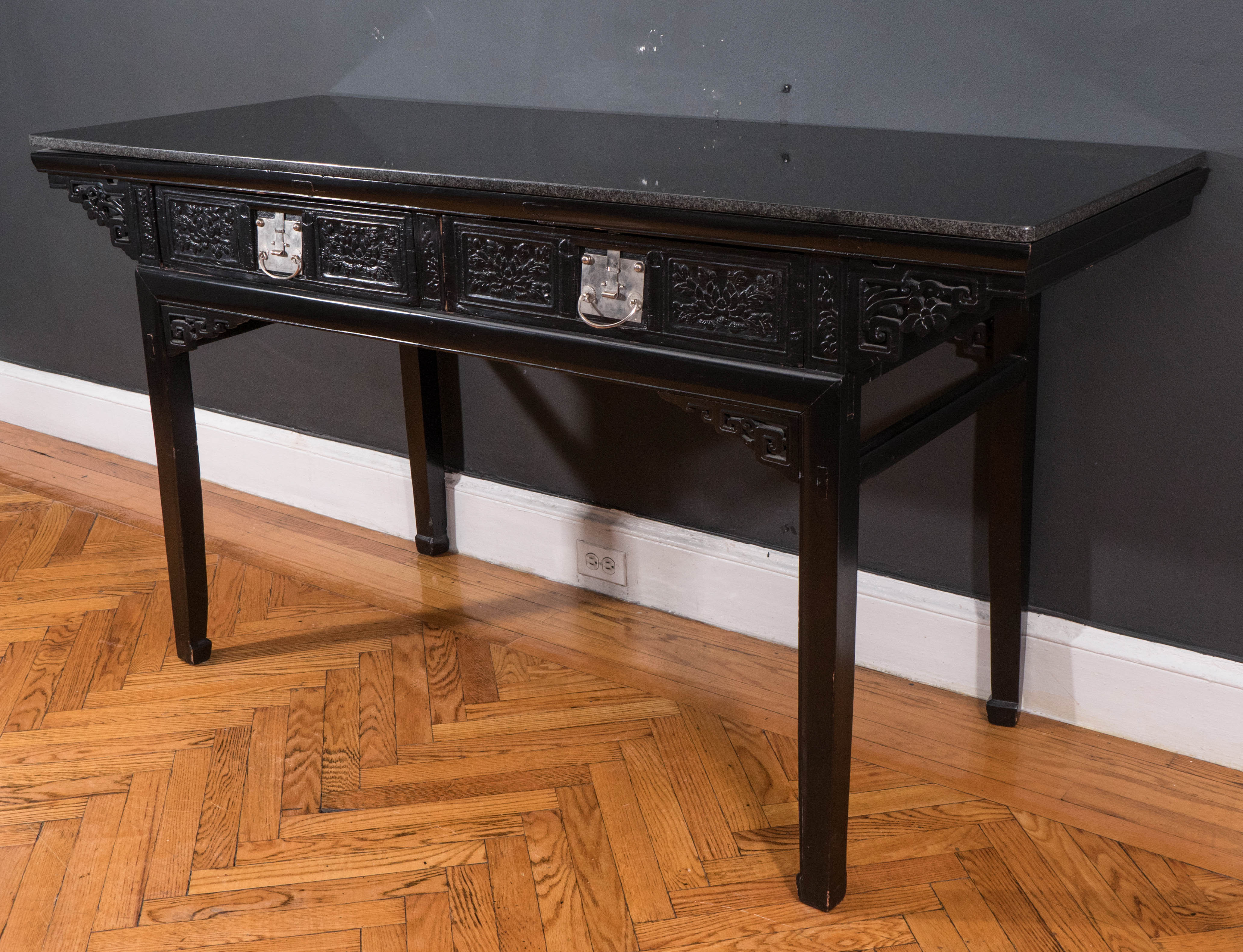 19th Century Black Lacquer Chinese Alter Table In Fair Condition In New York, NY