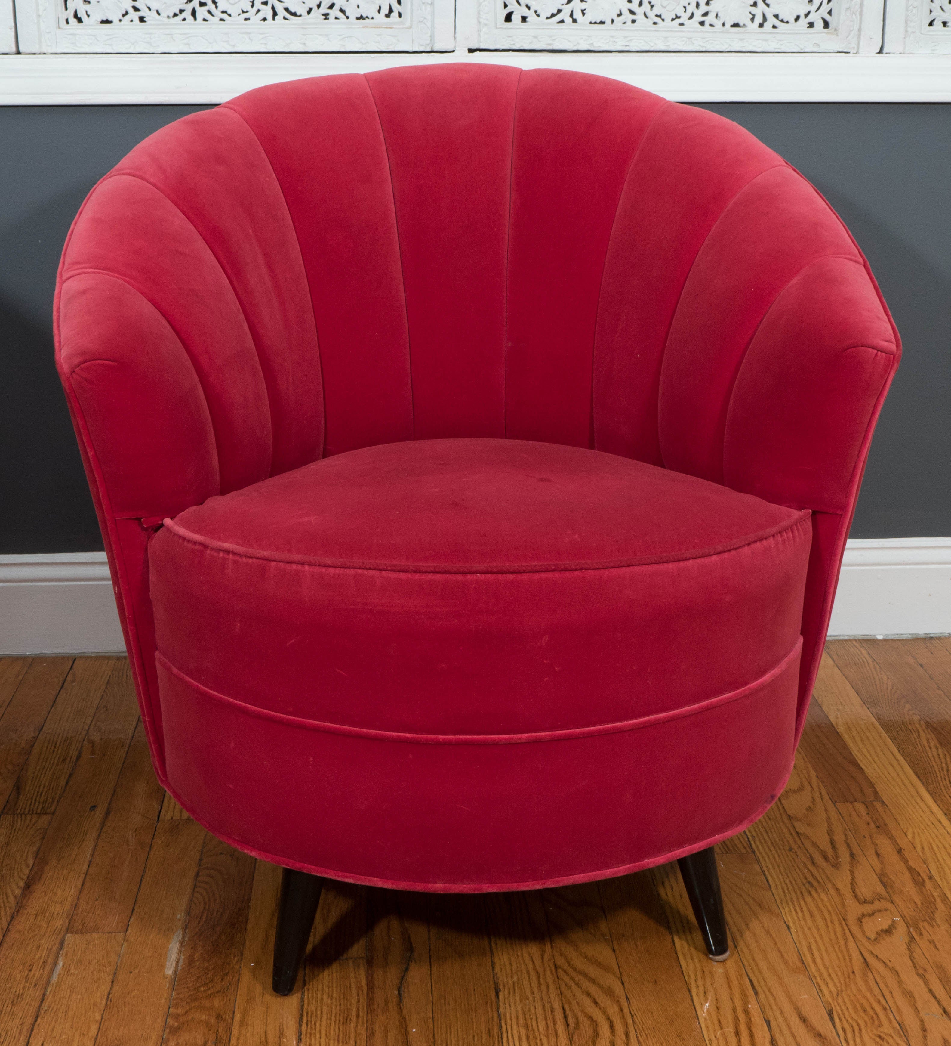 red velvet swivel chair
