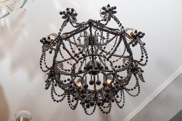 French Black Crystal Chandelier 1