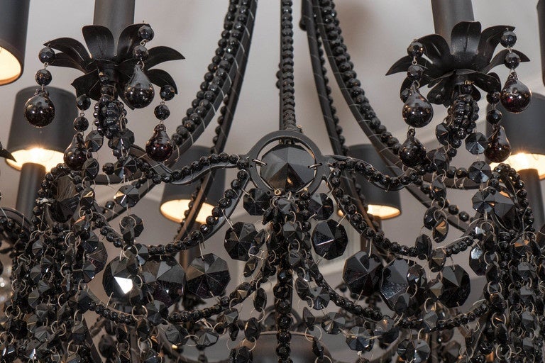 French Black Crystal Chandelier 3