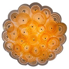 Gian Maria Potenza Glasscheibe Flush Mount, 1970er Jahre