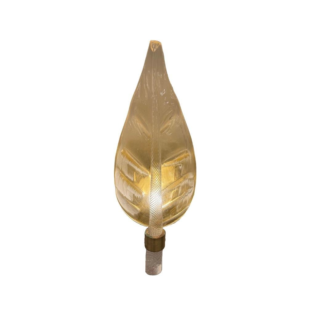 Inspired by organic forms and Venetian craftsmanship, this exquisite pair of Murano glass sconces captures the soft elegance of nature in illuminated form. Each sconce features a hand-blown, petal-shaped glass shade in a subtle golden hue, etched
