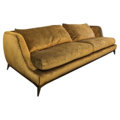 Pier Luigi Frighetto "Brando" Sofa in Gold Ochre Velvet
