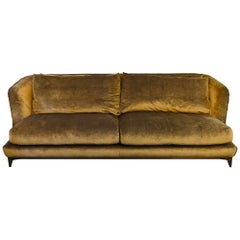 Pier Luigi Frighetto "Brando" Sofa in Gold Ochre Velvet