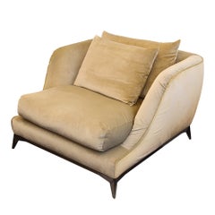 Pier Luigi Frighetto Pair of "Brando" Lounge Chairs in Light Camel Chenille