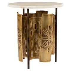 Silas Seandel Style Brutalist Illuminating Mid Century Side Table