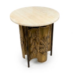Silas Seandel Style Brutalist Illuminating Mid Century Side Table