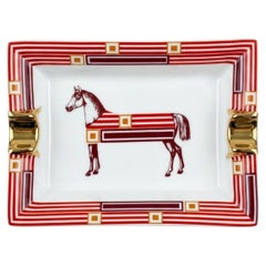 Hermes Paris Cheval D'Orient Porcelain Cigar Ashtray with Stripes