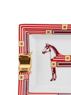 Hermes Paris Cheval D'Orient Porcelain Cigar Ashtray with Stripes