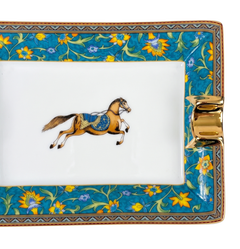 Hermes Paris Cheval D'Orient Porcelain Cigar Ashtray in Turquoise