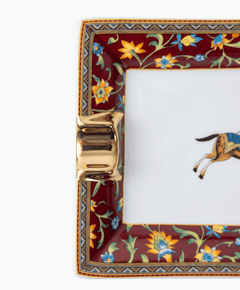 Hermes Paris Cheval D'Orient Porcelain Cigar Ashtray in Maroon