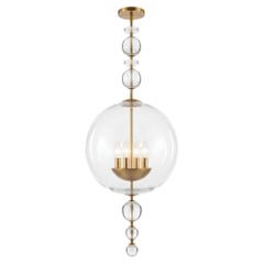 Italian Spherical Glass and Brass Pendant