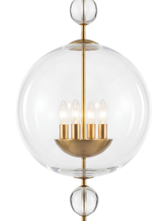 Italian Spherical Glass and Brass Pendant