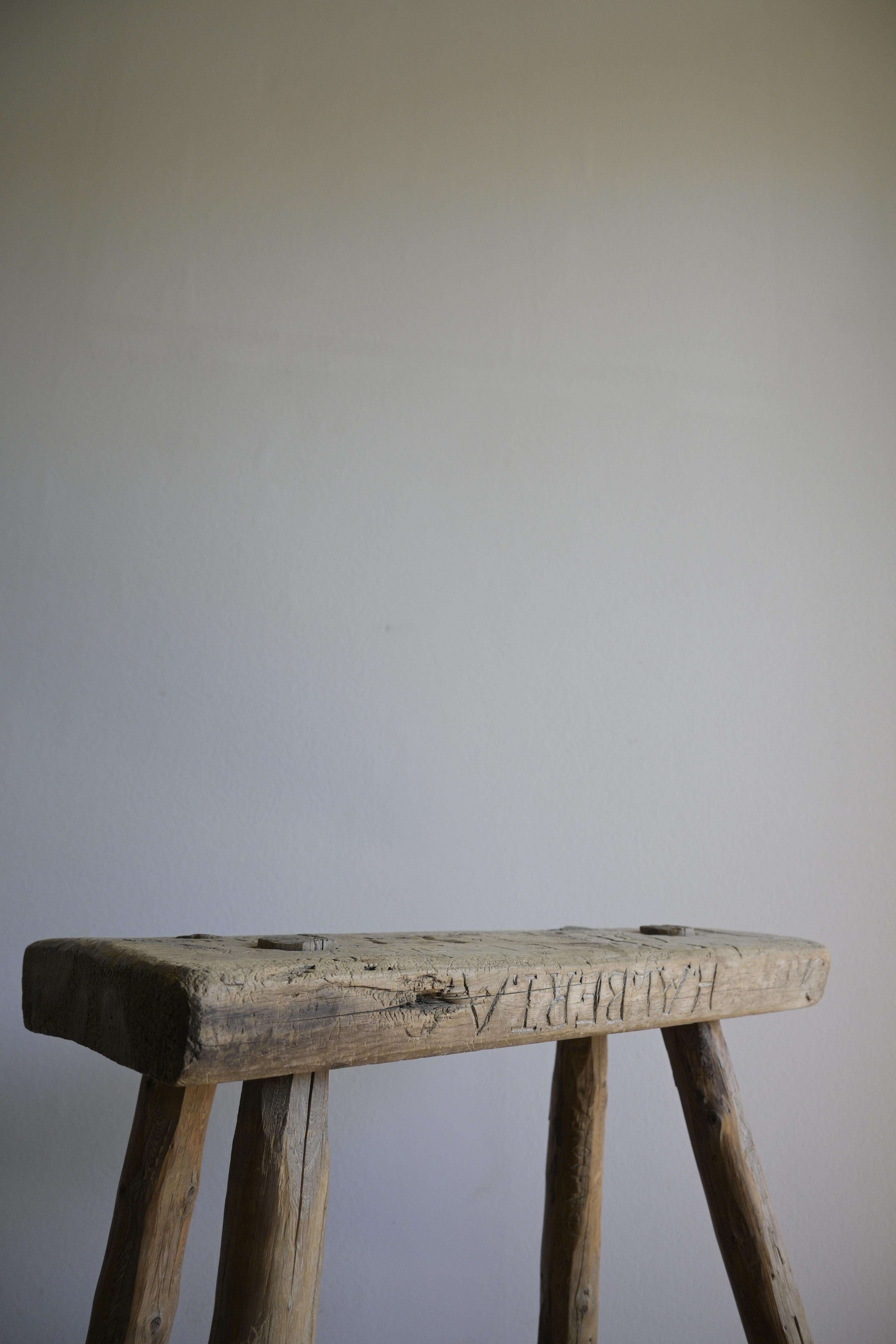 Swedish Pine Stool from the 1900s

Beautiful patina and has numerous names and marks, making it a truly intriguing piece.

Heigth: 36 cm/14.1 inch
Depth: 22 cm/8.6 inch
Width: 50 cm/19.6 inch