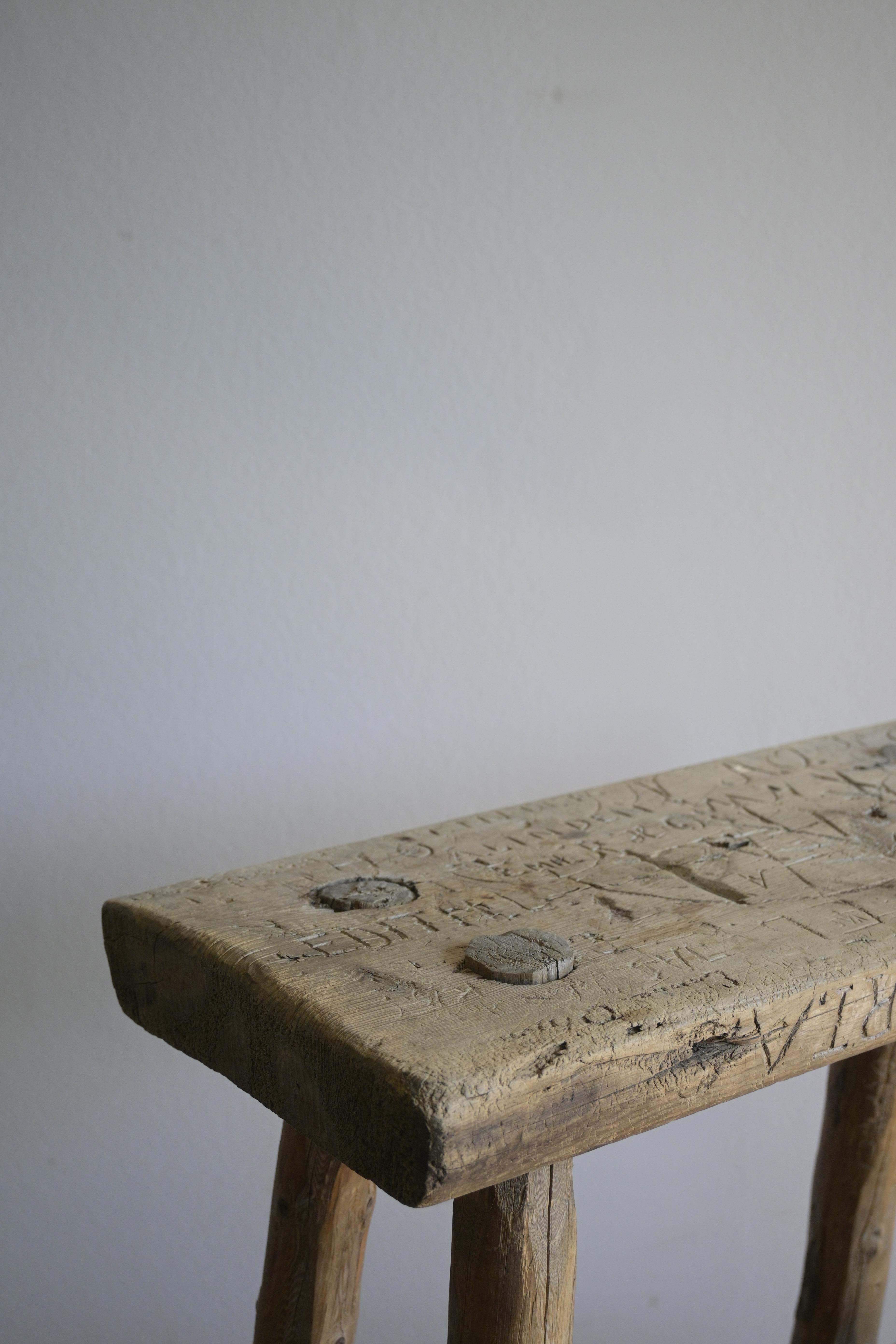 Swedish Pine Stool from the 1900s In Good Condition For Sale In Farsta, SE