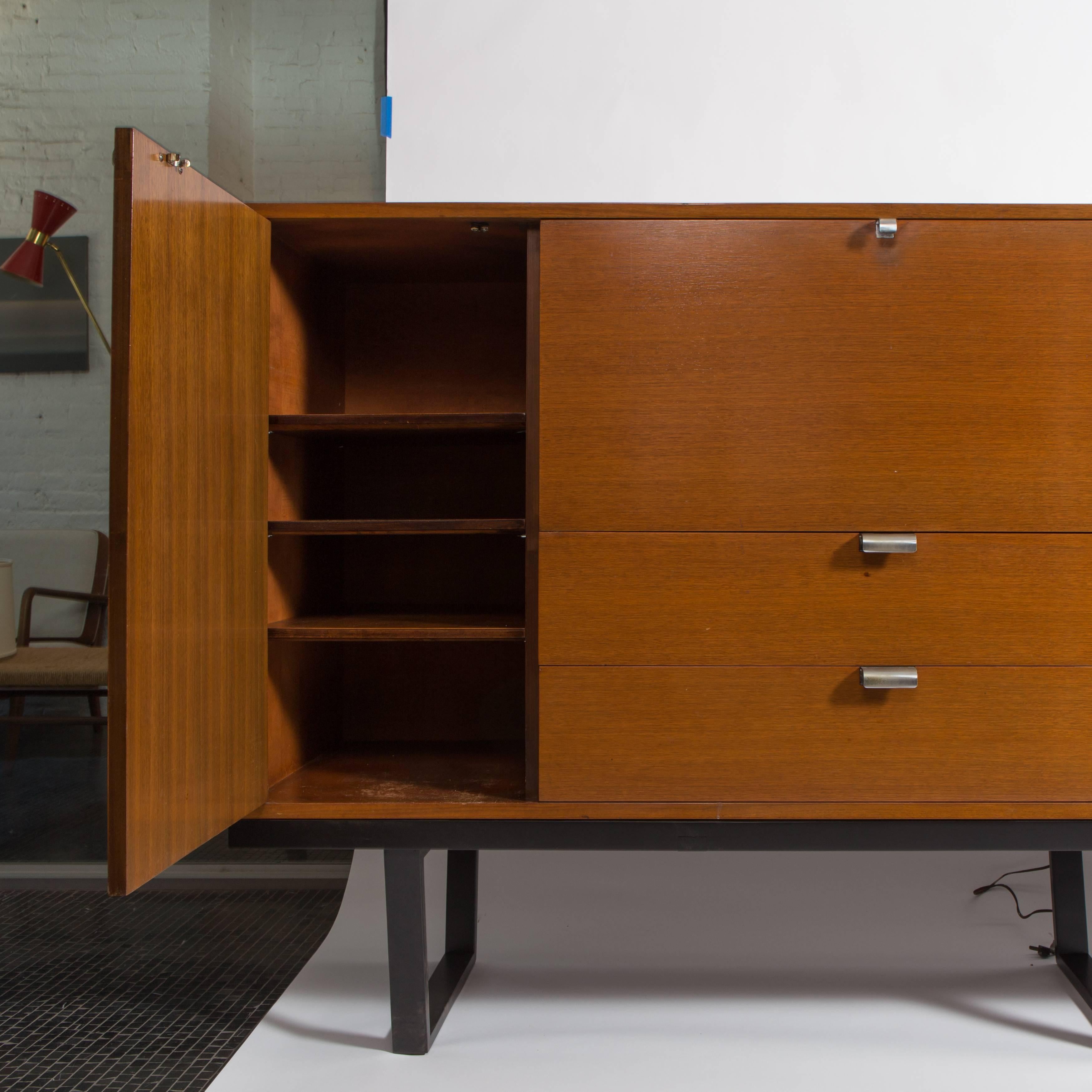 Mid-20th Century George Nelson Walnut Secretary and Bookcase on Long Bench, Herman Miller