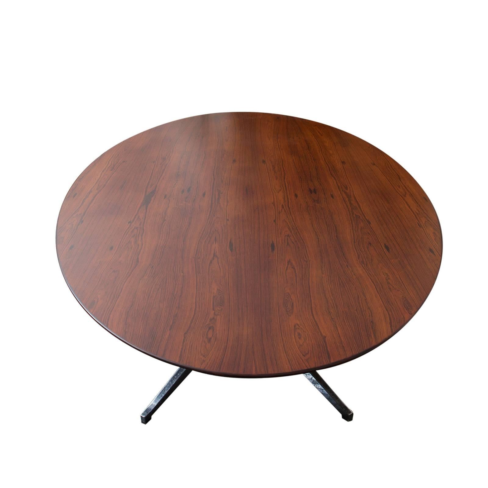 American Classic Florence Knoll Rosewood Oval Dining Table on Chrome Base