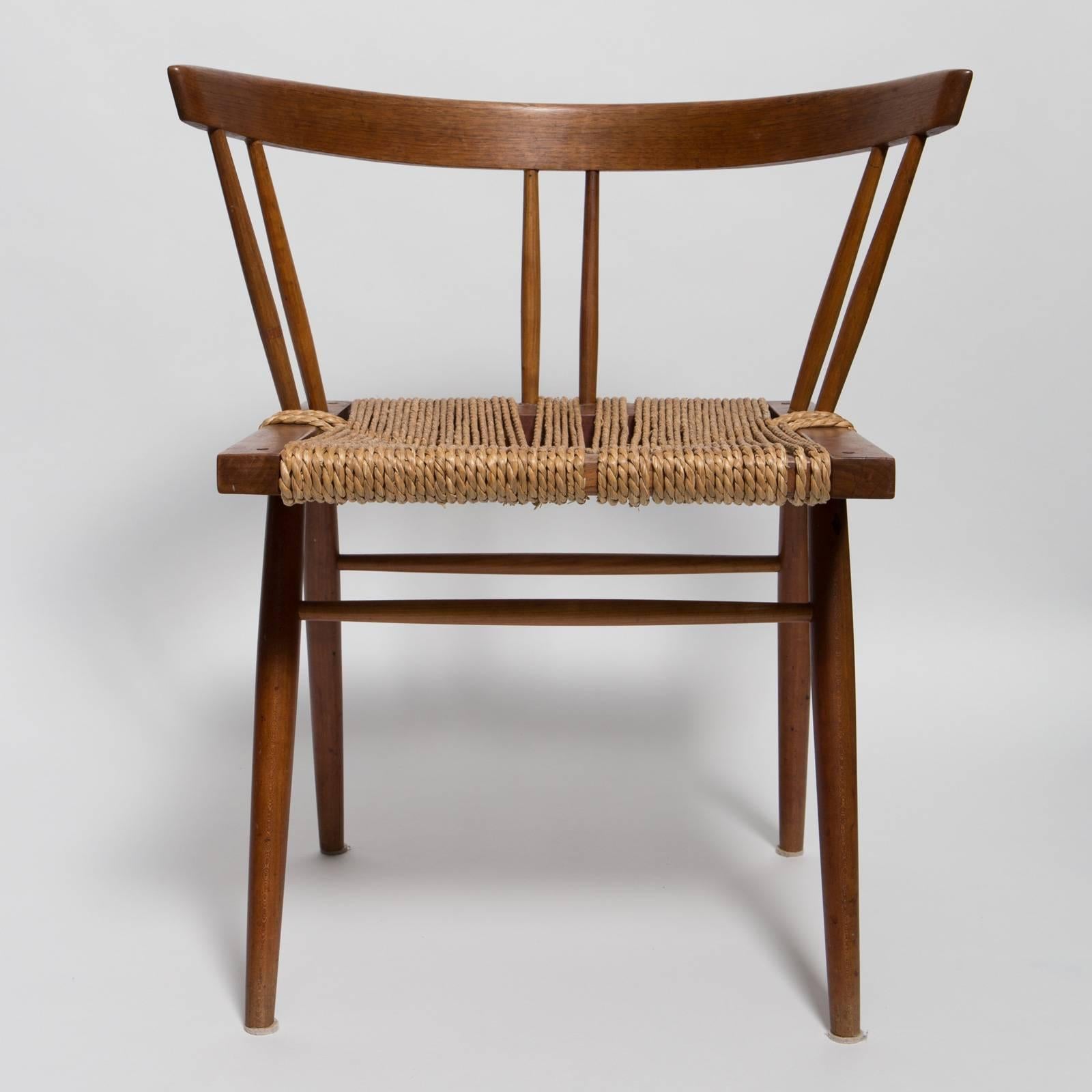 Mid-20th Century George Nakashima Dining Chair with Woven Grass Seat For Sale