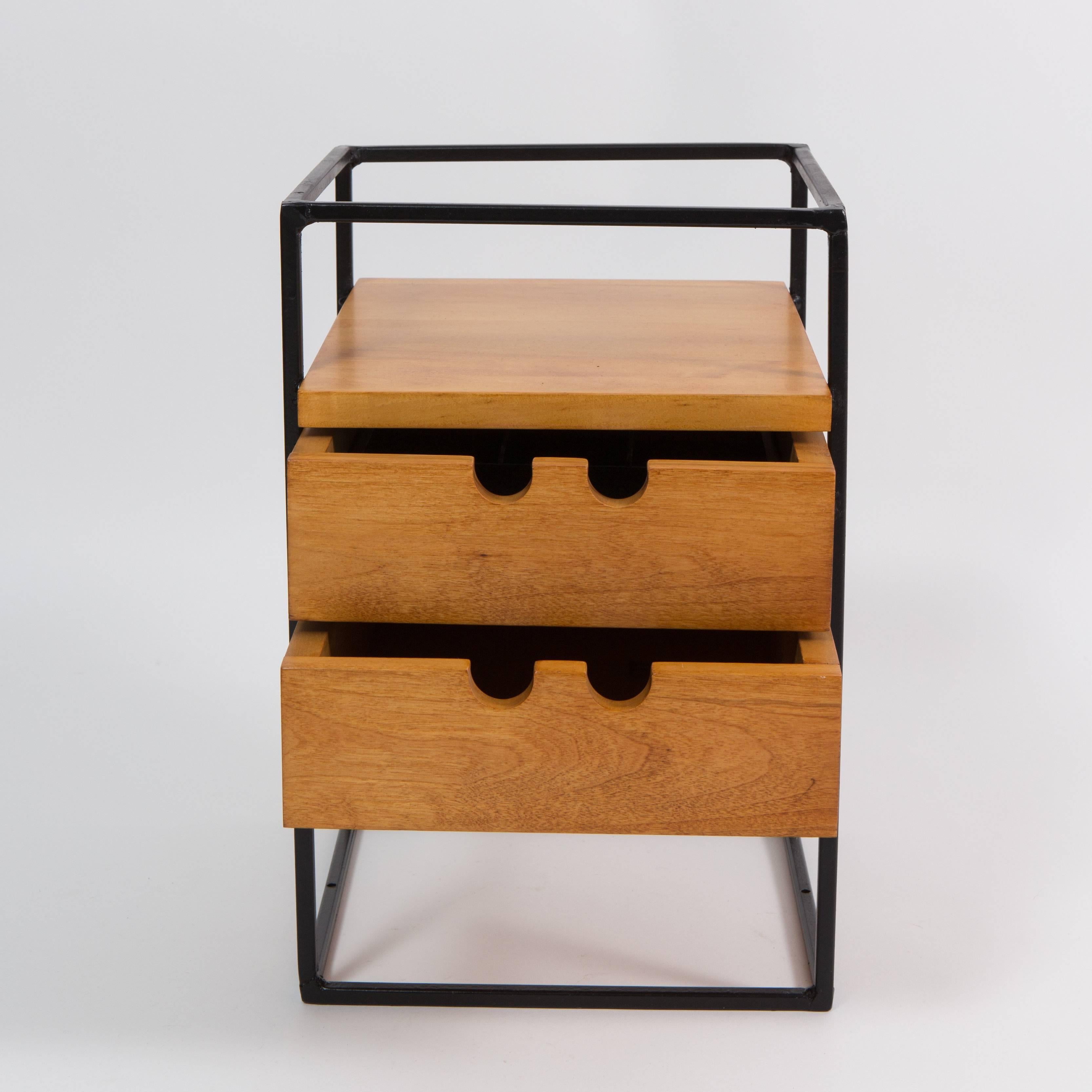 Paul McCobb desktop drawer unit in maple and iron, 1950s.