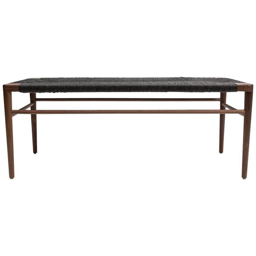 Walnut and Black Rush 44" Bench by Smilow Furniture For Sale
