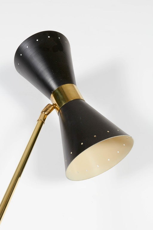 Italian Brass and Enameled Floor Lamp with Unusual Counterweight Design 1