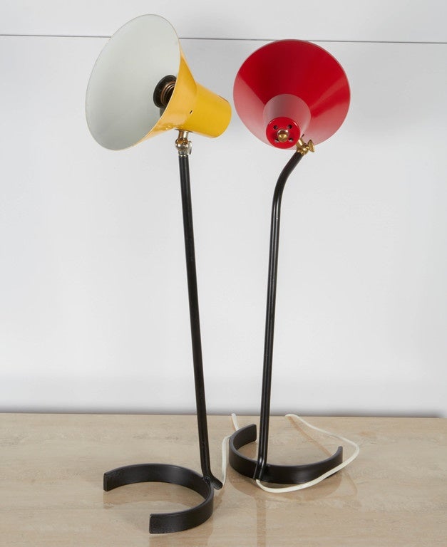 Mid-Century Modern Two Iron and Steel Desk Lamps by JJM Hoogervorst for Anvia, 1960s