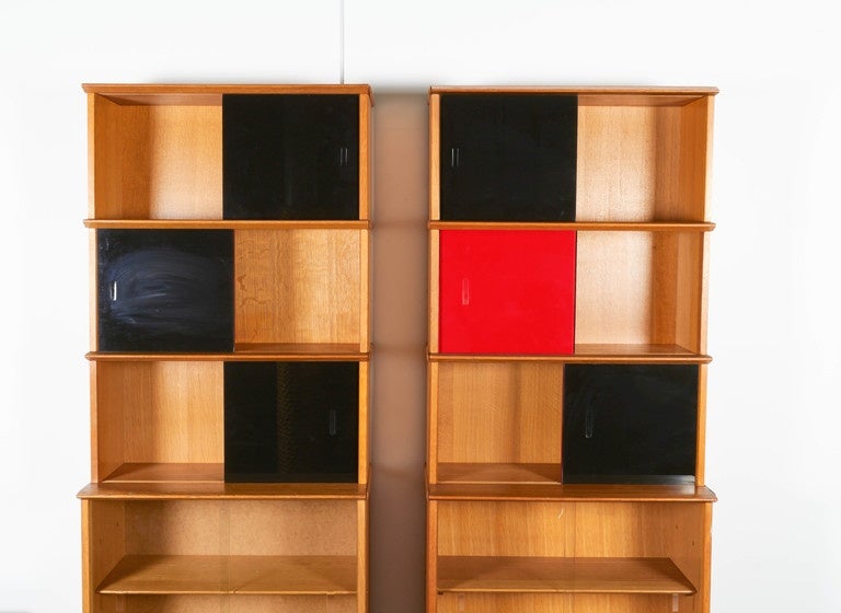Pair of French, Glass and Oak Bookcases by Didier Rozaffy In Excellent Condition In New York, NY