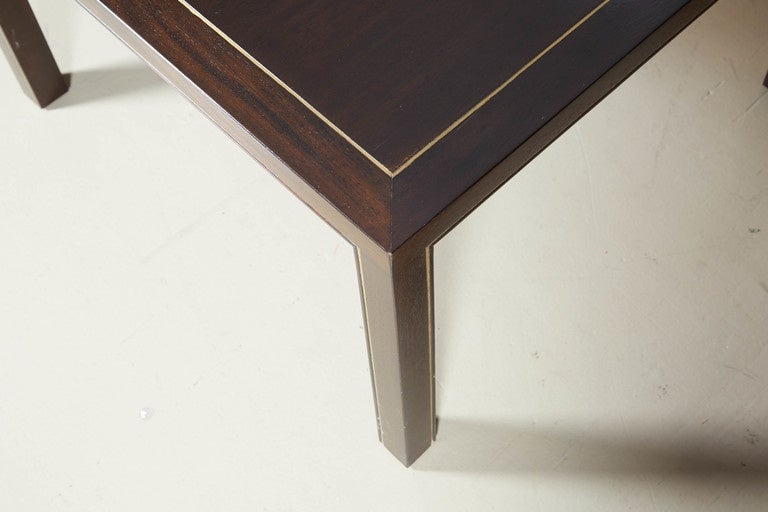 Pair of Mahogany End Tables with Inlaid Brass by Edward Wormley for Dunbar 1