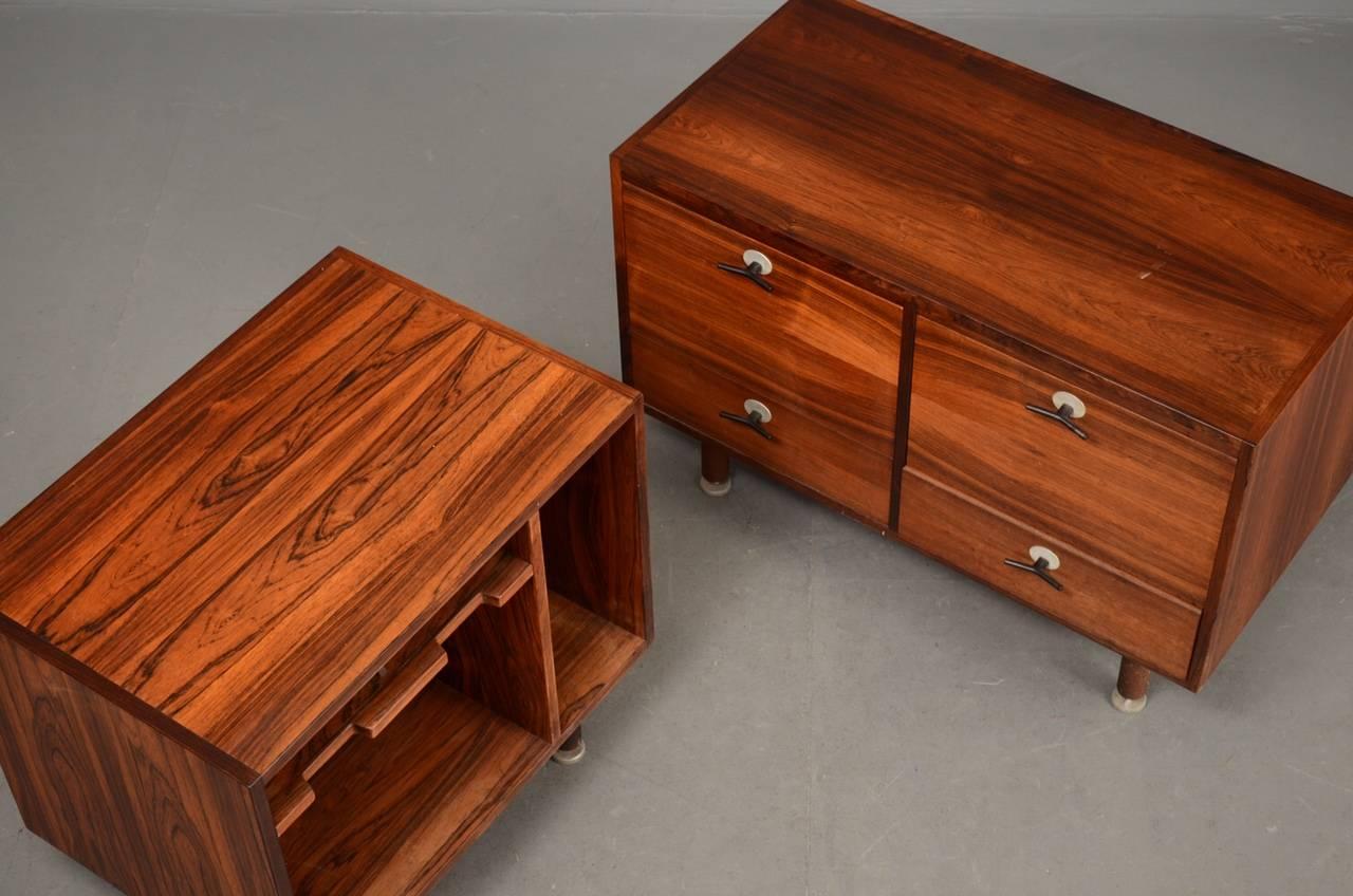 Two Unusual Jens Risom Rosewood Cabinets with Finished Backs In Excellent Condition In New York, NY