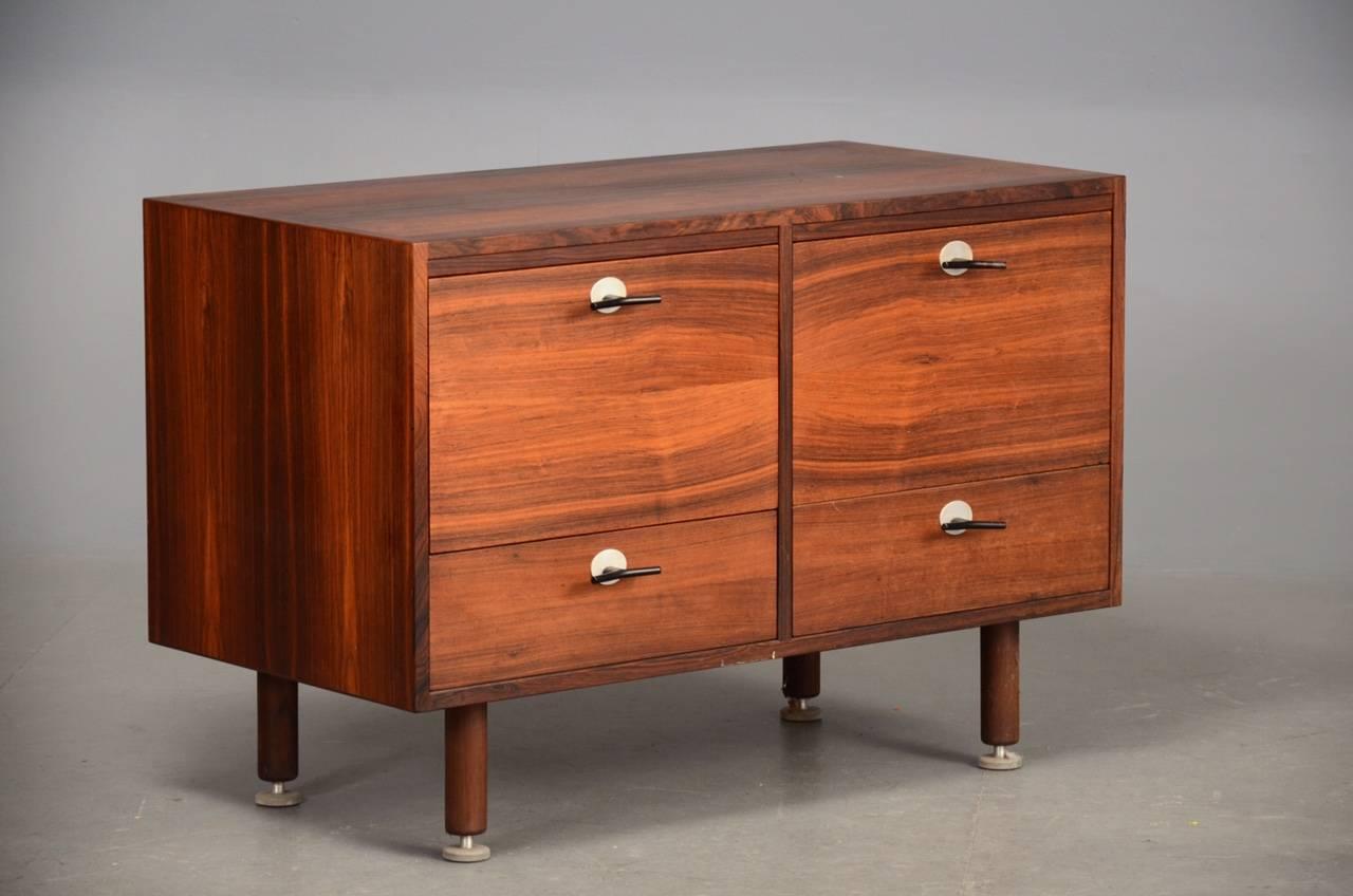 American Two Unusual Jens Risom Rosewood Cabinets with Finished Backs