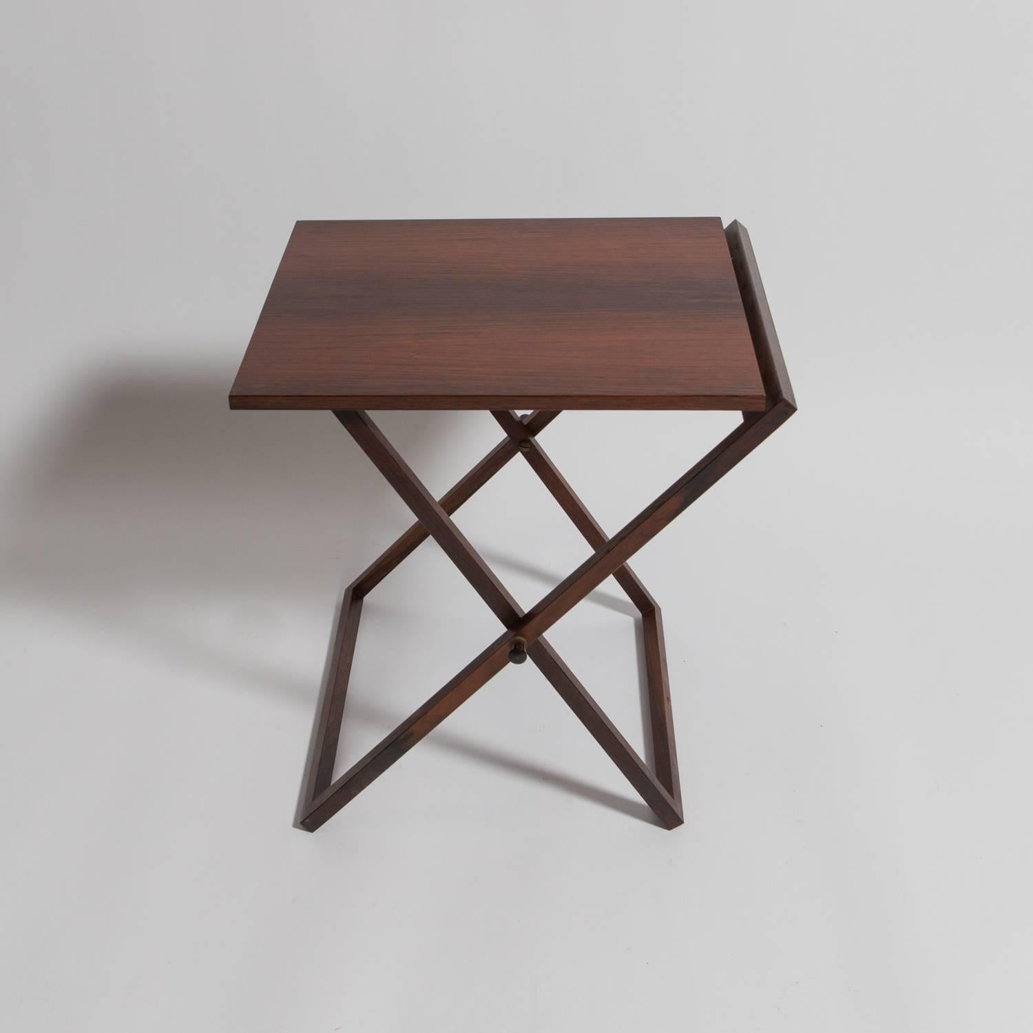Danish Set of Three Folding Rosewood Tray Tables by Illum Wikkelsø, Silkeborg