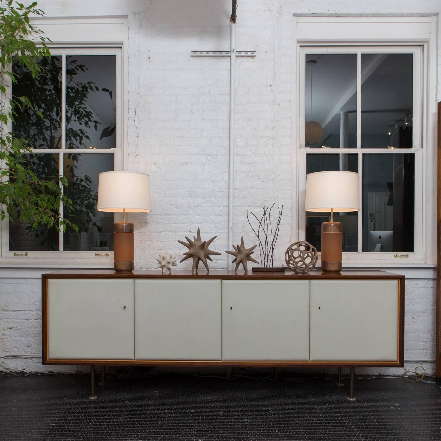 Otto Schulz (1882-1970), cabinet, Sweden, 1950s, rosewood, birch, tooled leather, brass, acrylic.