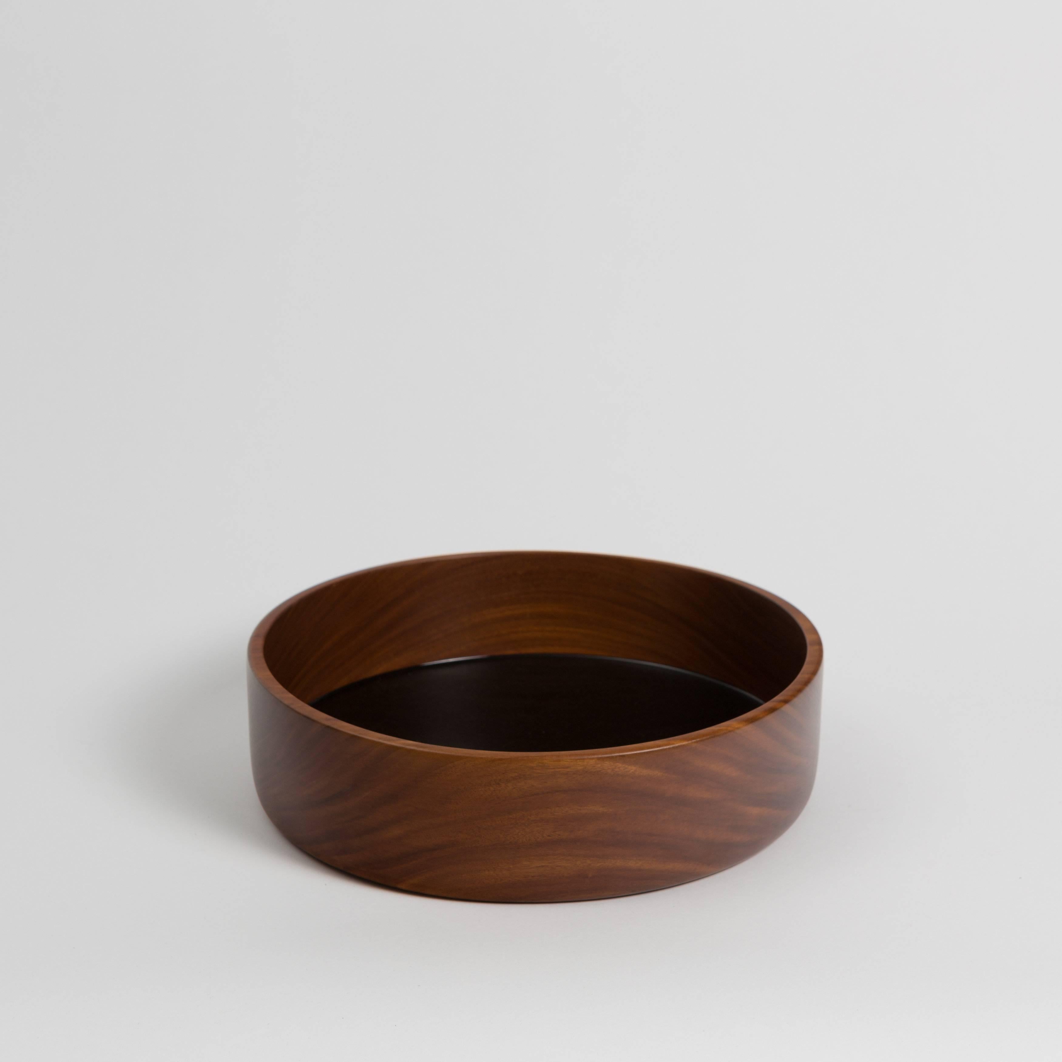 Hand-carved reflective bowl made from a rare wood called corteza lingnum vitae-harvested from fallen trees. Design by Gabriela Valenzuela-Hirsch, 2017. Made exclusively for a show at reGeneration called Two Mundos.