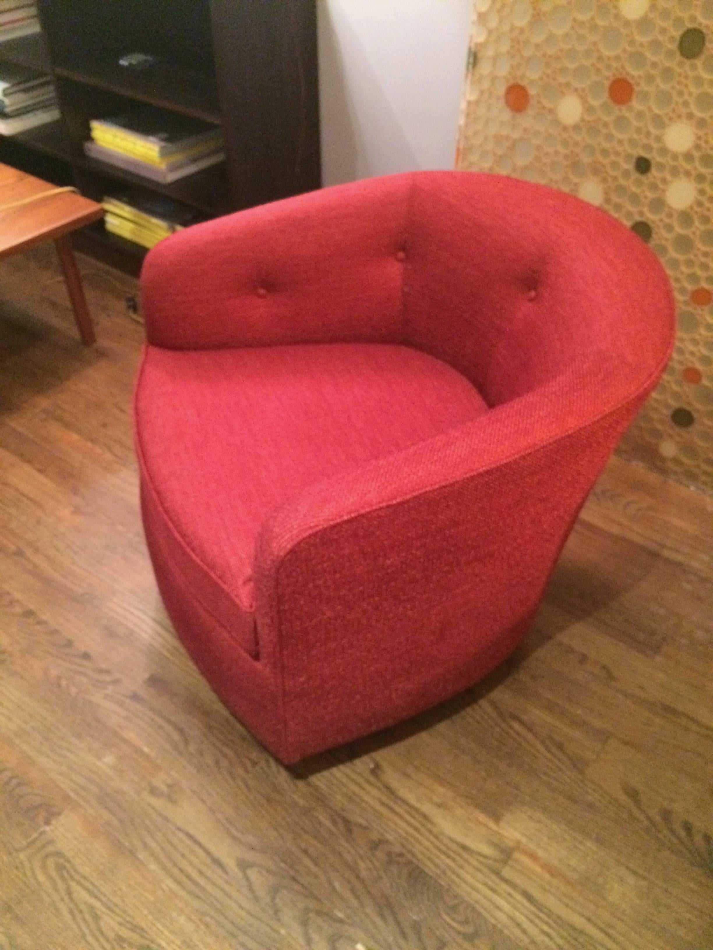 Pair of Swivel Lounge Chairs on Walnut Base 2