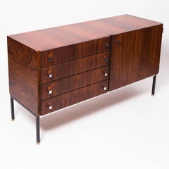 Buffet en bois de rose et chrome de Bartolini
