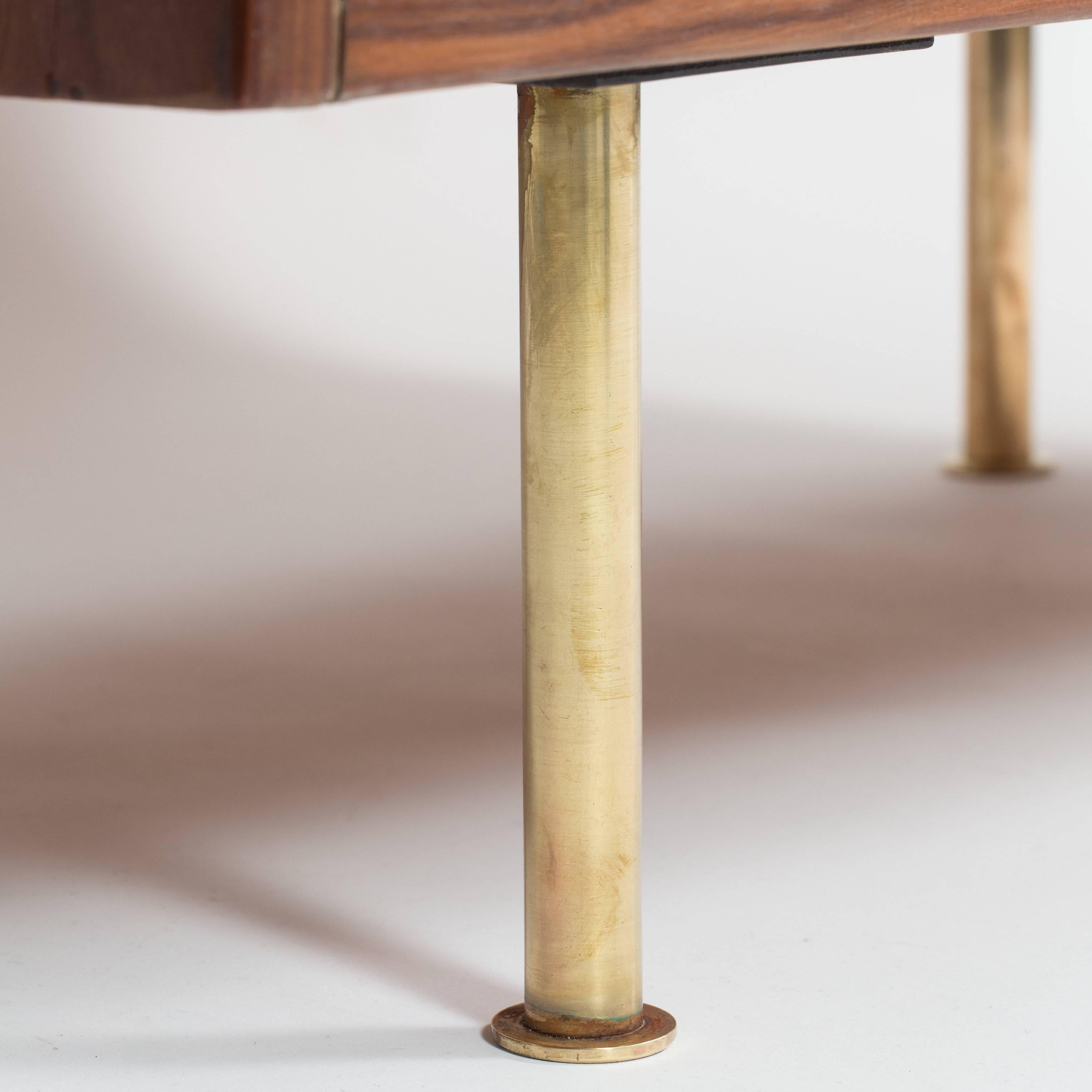 20th Century Jens Risom Walnut Dresser with Brass Legs and Handles, 1950s