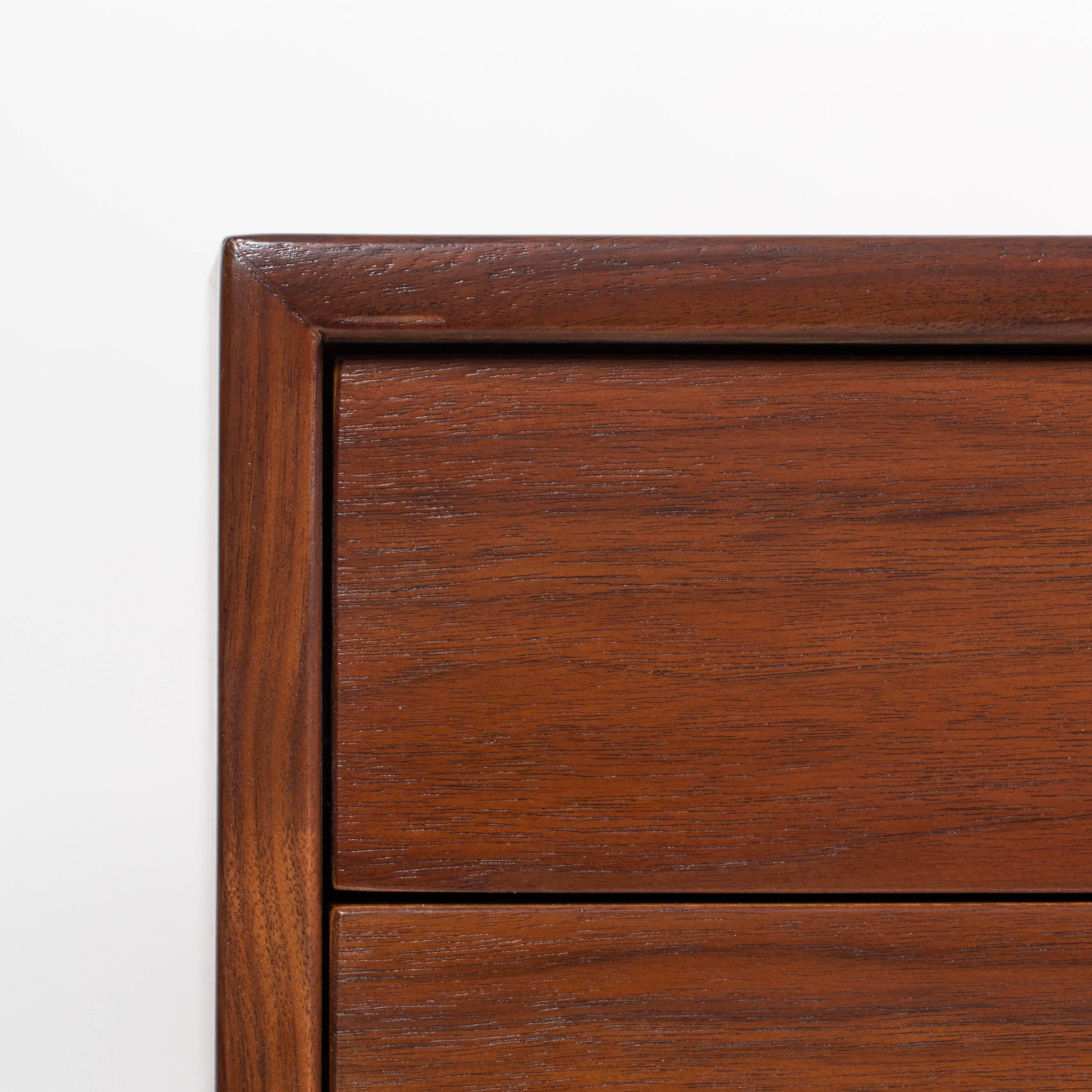 American Jens Risom Walnut Dresser with Brass Legs and Handles, 1950s