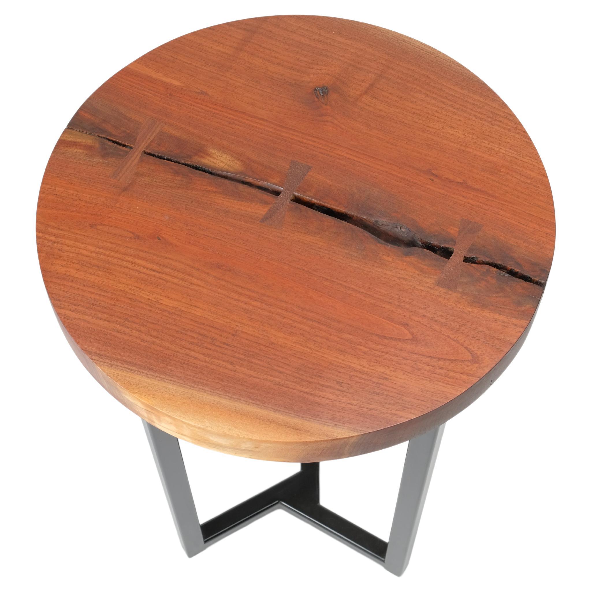 Round Walnut Live Edge Side Table For Sale