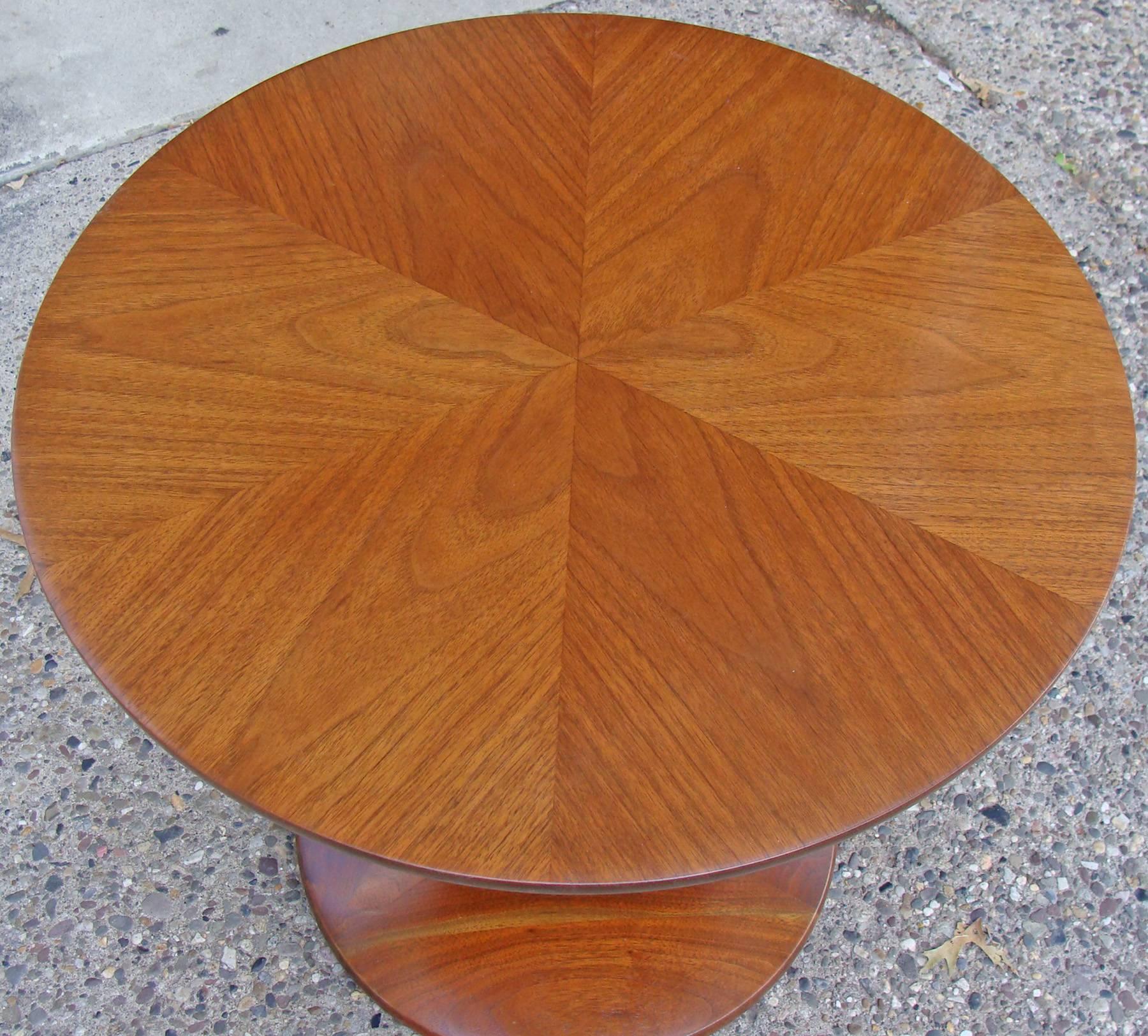 Beautiful pair of walnut side or end tables designed by Kipp Stewart for Drexel
USA and marketed within their 