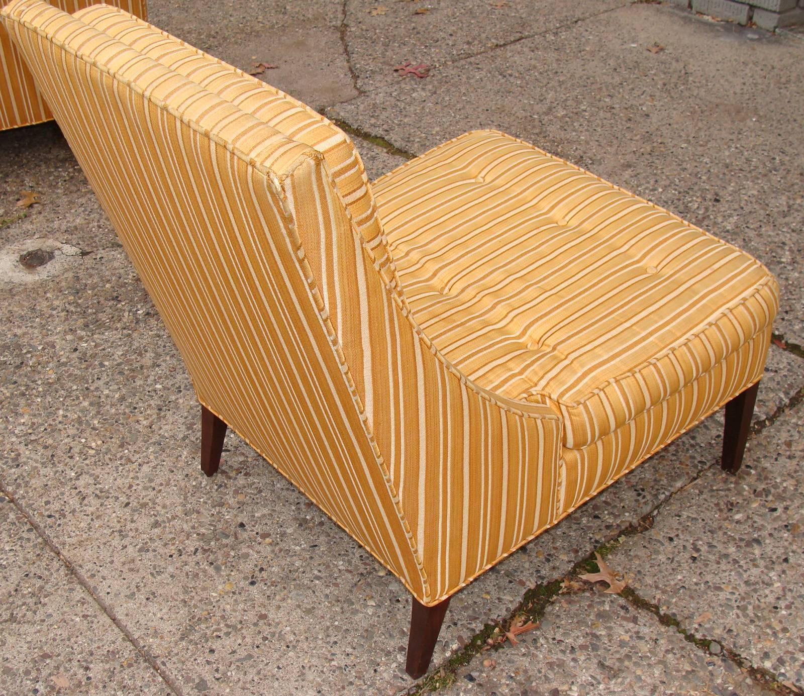 American Pair of Mid-Century Slipper Chairs For Sale
