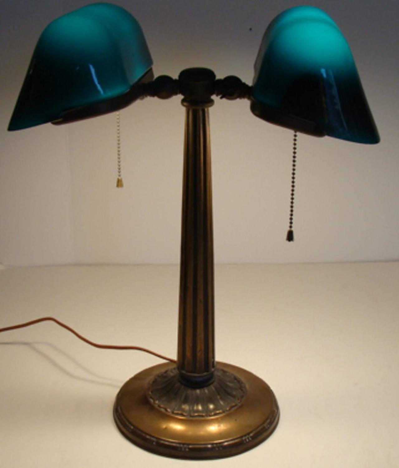 Antique Emeralite Banker's Lamp For Sale at 1stdibs