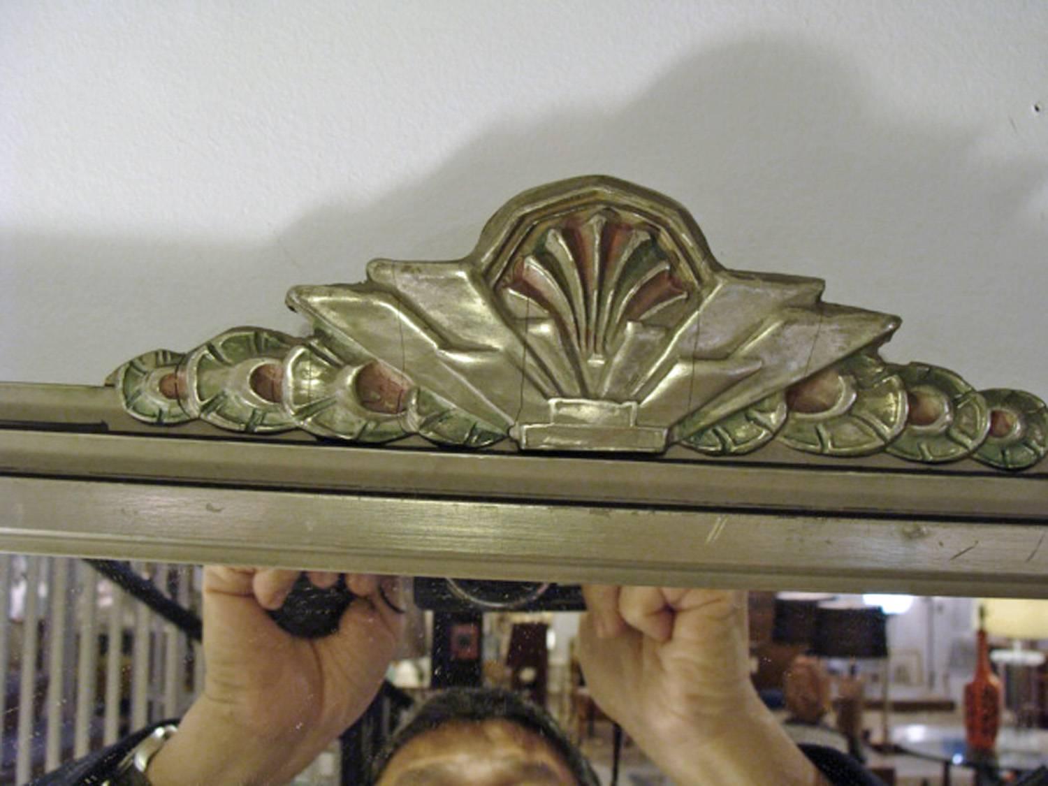 One mirror available.   Original silver paint and silver leaf combination. Some wear due to age and use.